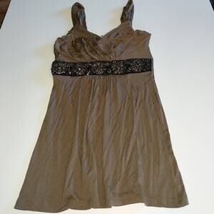 STUDIO Y Y2K Gray or Green Studded Dressy Babydoll Tank XS 2000s